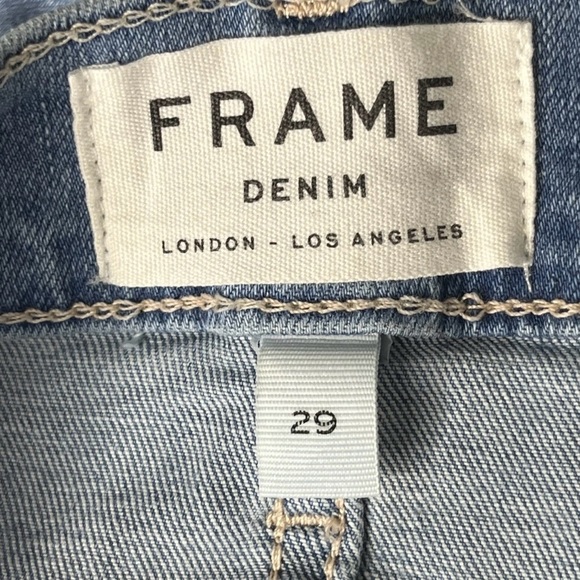 Frame Le High Skinny Stretch Raw Hem Europa Wash Denim Jeans Size 29 - Picture 4 of 11